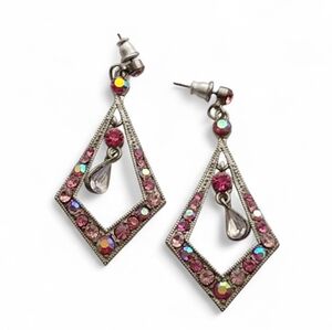 Chic Pink and Silver Drop Earrings